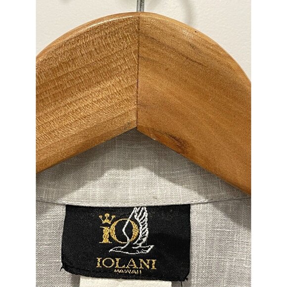 IOLANI Vintage Men's Hawaiian Shirt Island Boat Fish Mermaid Grey Size Large - Picture 3 of 5